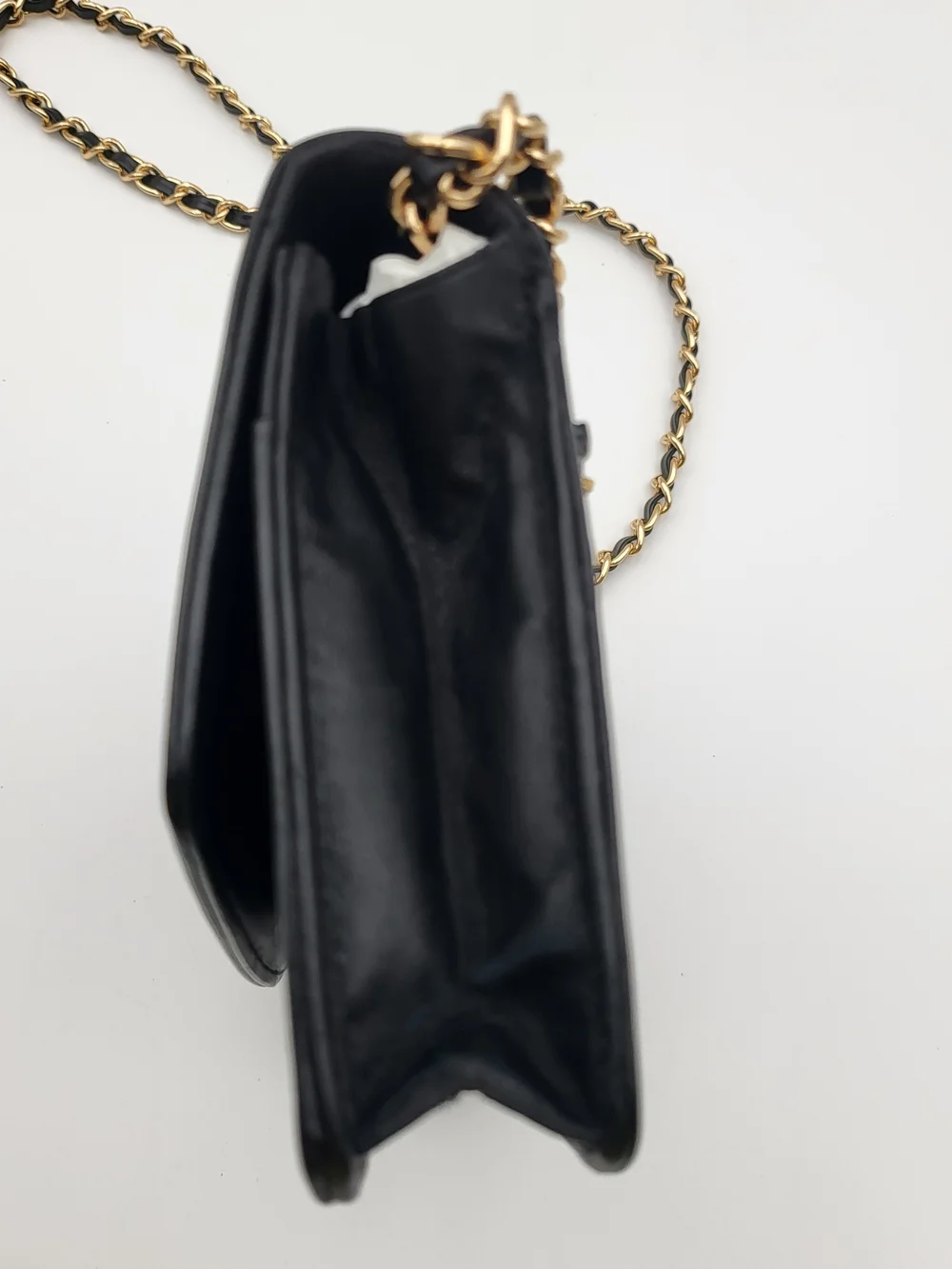 CHANEL Patent Lambskin Leather Timeless CC Wallet On Chain WOC, Authentic..